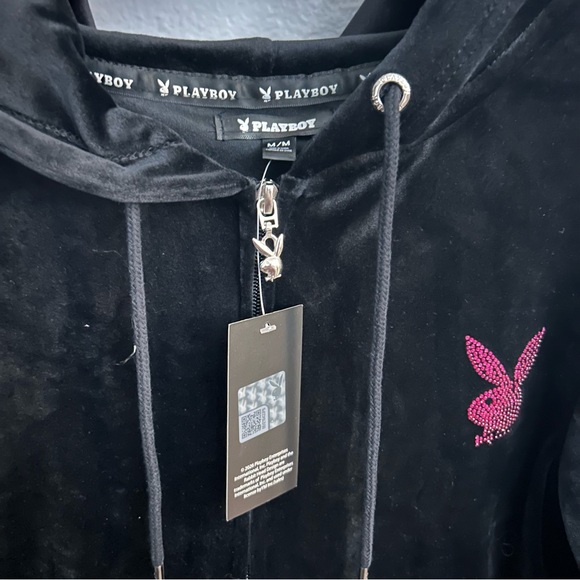 PLAYBOY Black and Pink Velour Set - Picture 10 of 10